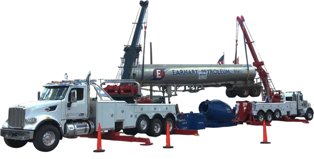 Wreckers lifting tanker trailer
